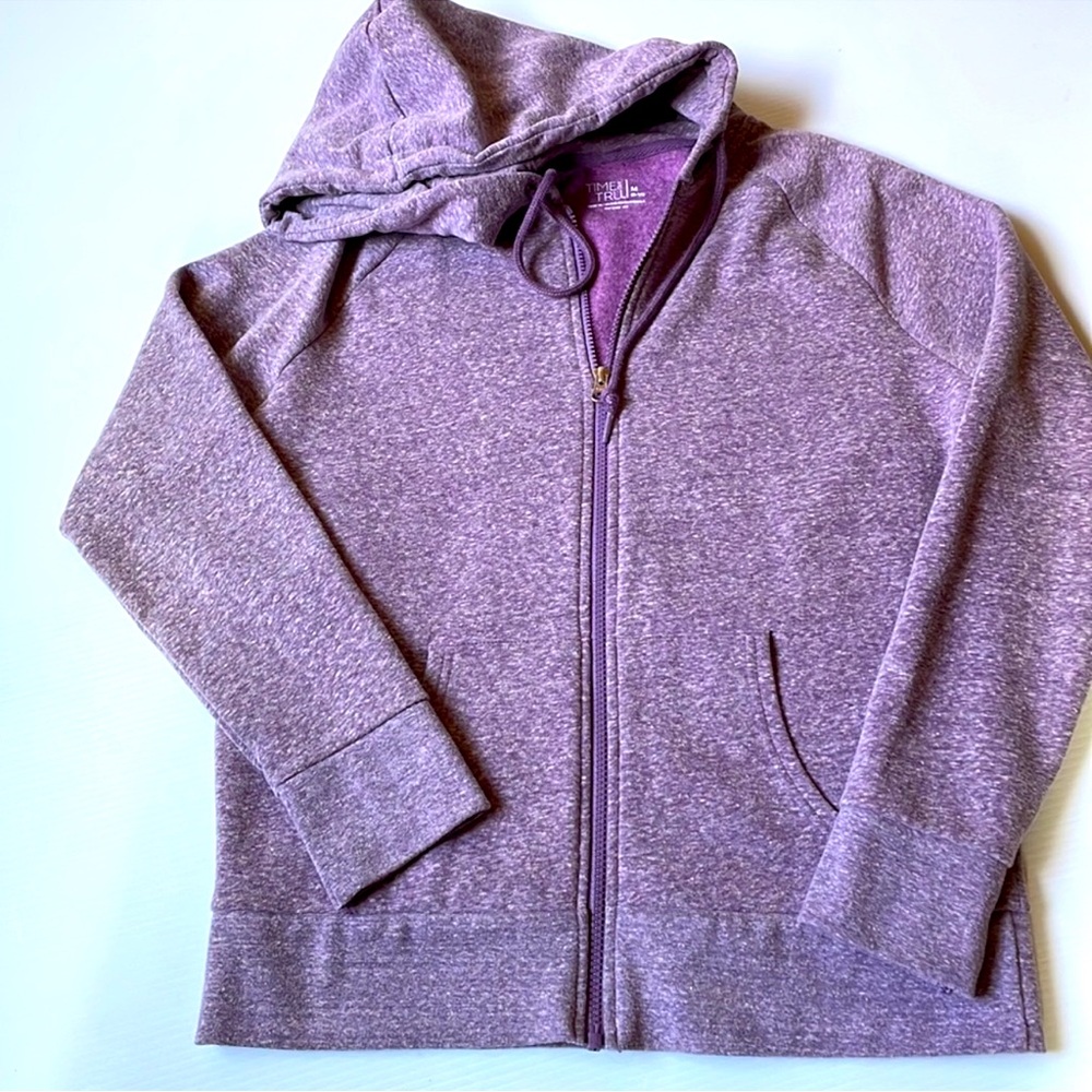Time and Tru purple pearl heather full zip hoodie women's size Large